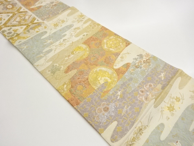 JAPANESE FUKURO OBI / WOVEN FLOWER & BIRD